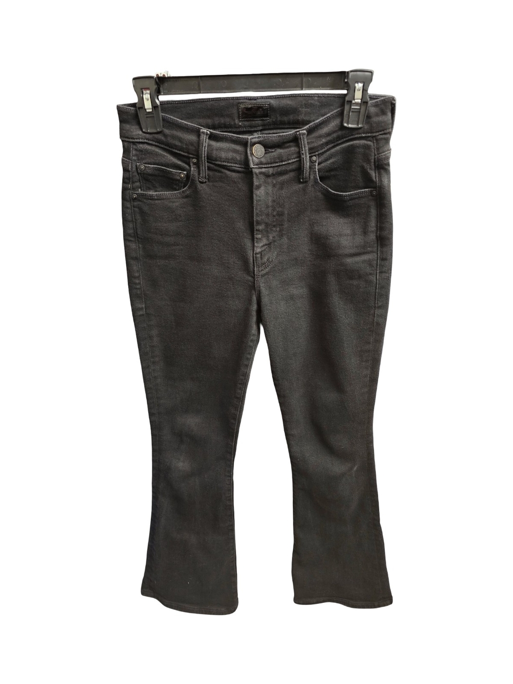 MOTHER Lil Weekender Jeans Womens Size 27 Night Night Cropped Flare Black Denim